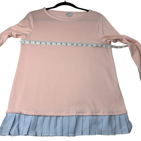 J. Crew Pink Tunic Modal Sweater Preppy SZ S Easter Blue Stripe Shirt Trim Women - Picture 5 of 6